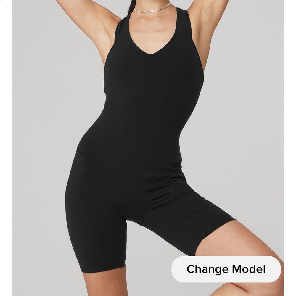 Alo Airbrush Real Onesie Shorts Black